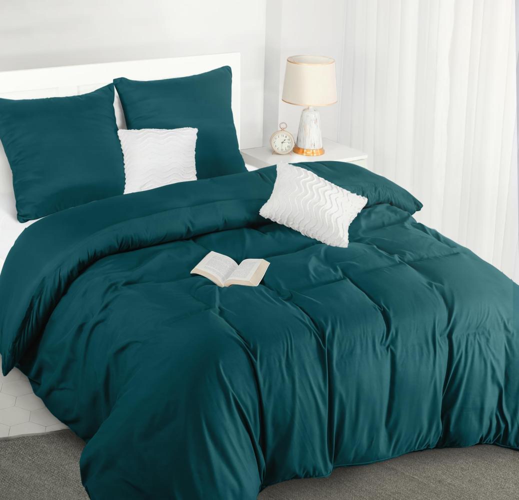 Utopia Bedding Bettwäsche Set - Mikrofaser Bettbezug 260x240 cm + 2 Kissenbezüge 65x65 cm - Blaugrün Bild 1