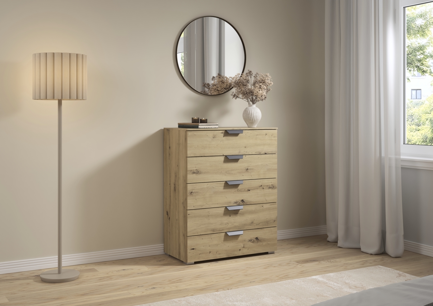 rauch Aditio Box, Kommode, 5 Schubladen, mit Softclose-Funktion, Farbe Eiche Artisan, BxHxT 80x100x43cm Bild 1