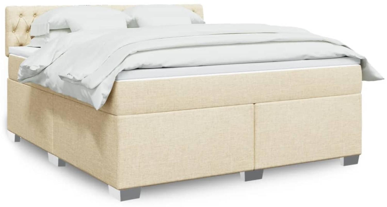 vidaXL Boxspringbett mit Matratze Creme 180x200 cm Stoff 3285979 Bild 1