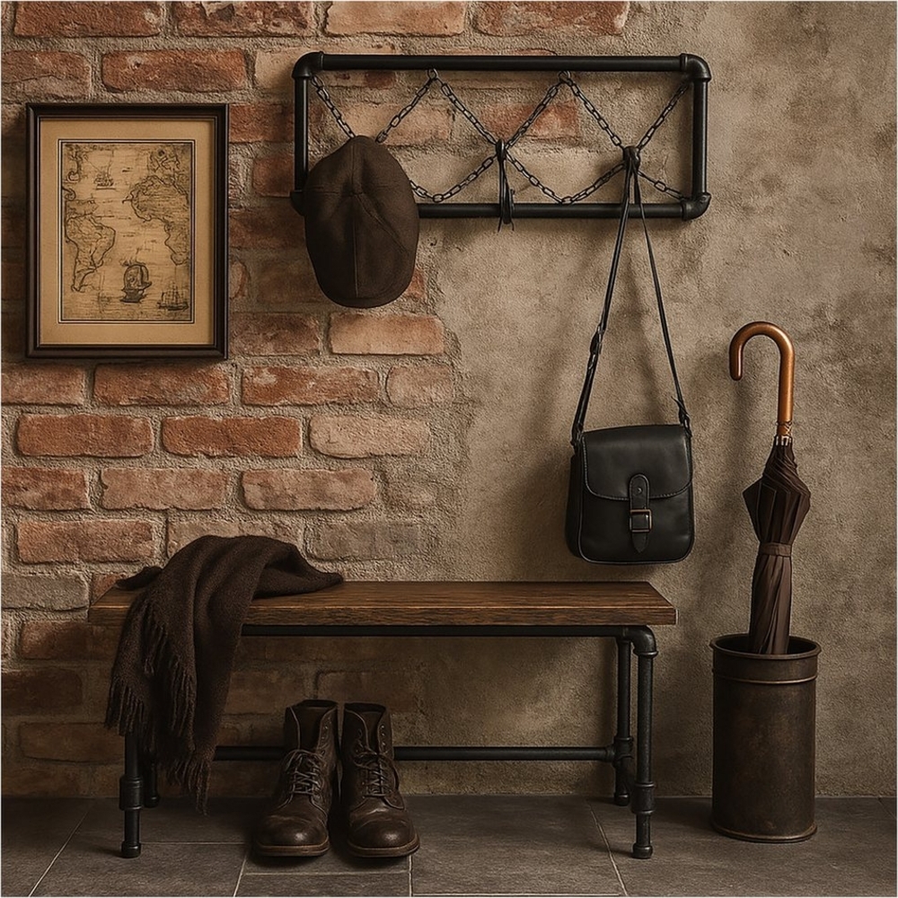 HTI-Line Garderobenleiste Garderobenleiste Steampunk 3 (Stück, 1 St, 1x Garderobenleiste Steampunk ohne Montagematerial und Dekoration), Pflegeleichte Oberflächen Bild 1