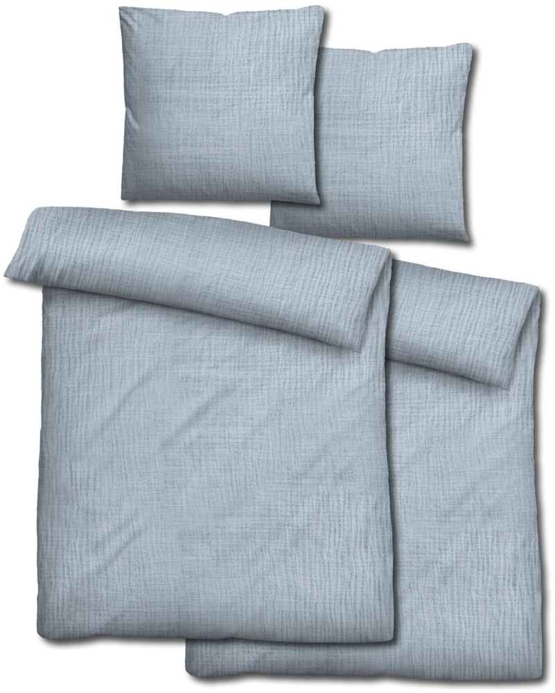 Doppelpack Sleezzz® Musselin Bettwäsche blau 135 x 200 cm + 80 x 80 cm Bild 1