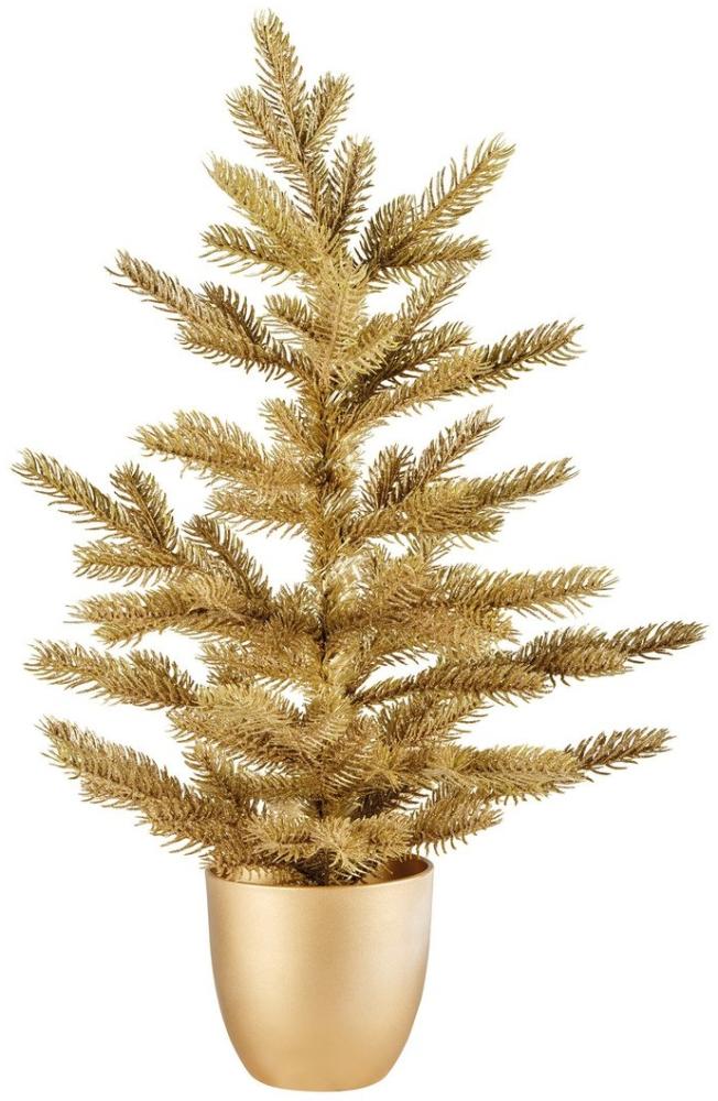 Decoris season decorations Künstlicher Weihnachtsbaum, Tannenbaum künstlich 44x60cm im Topf Gold Bild 1