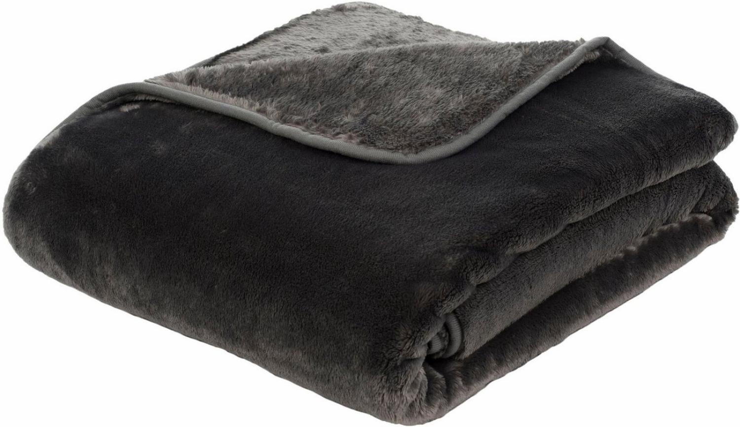 Premium Cashmere Kuscheldecke Tagesdecke Wohndecke 220x240 cm - Anthrazit Bild 1