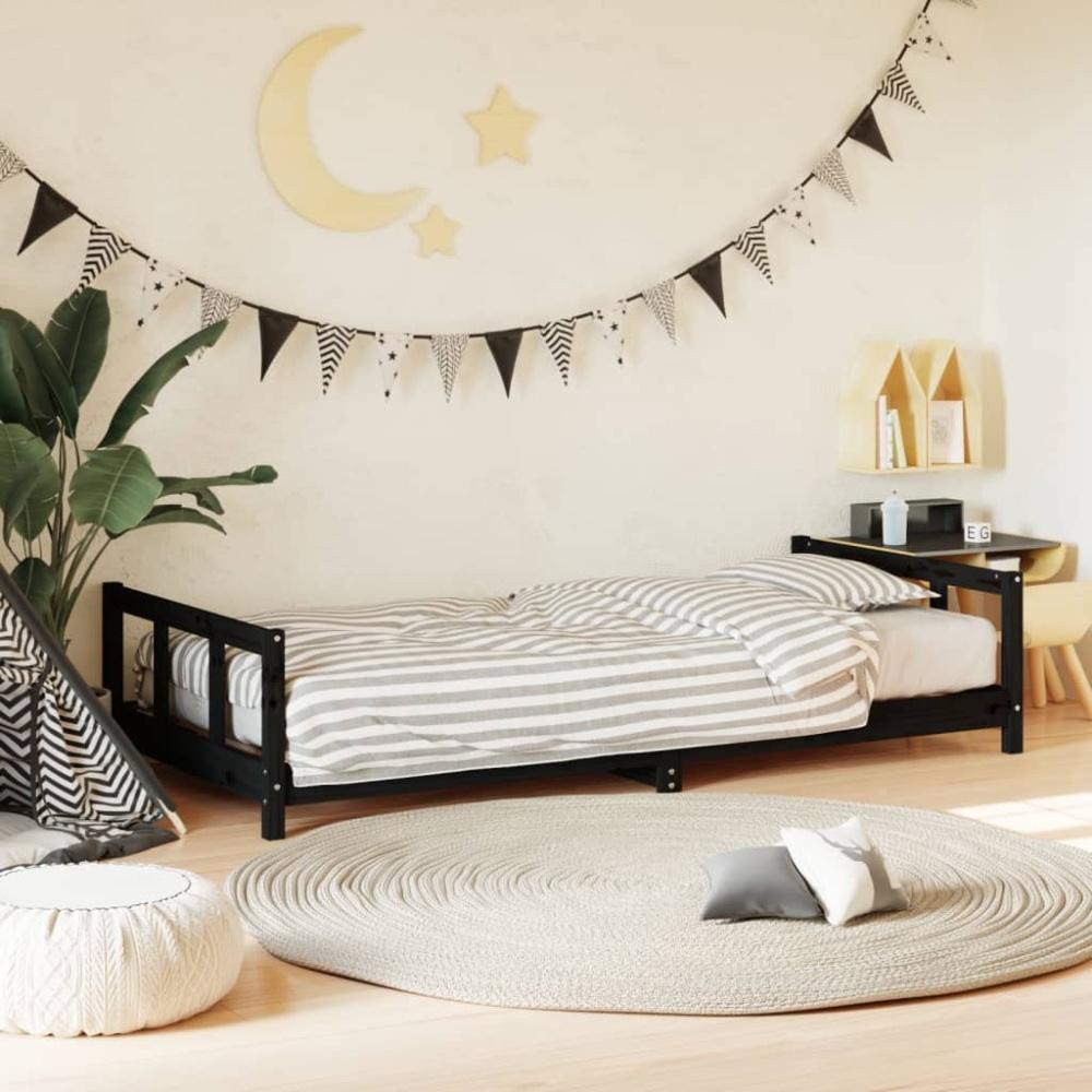 vidaXL Kinderbett Schwarz 90x190 cm Massivholz Kiefer 834434 Bild 1