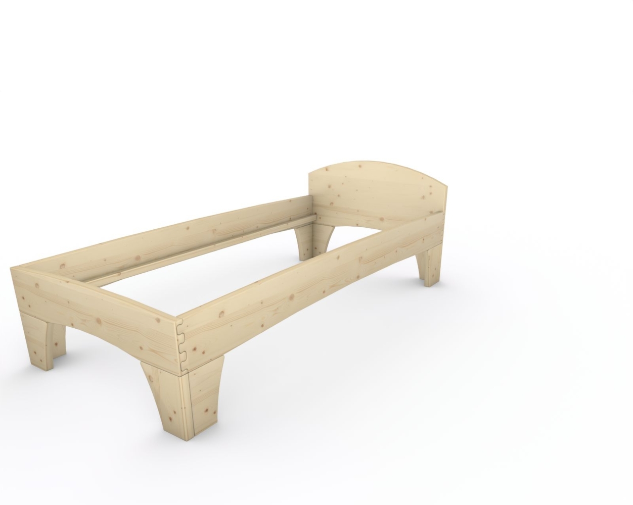 Holzbett (Fichte) "Rosi" 100 x 220 cm 48 cm mit Kopfteil Massivholzbett Bett Bild 1