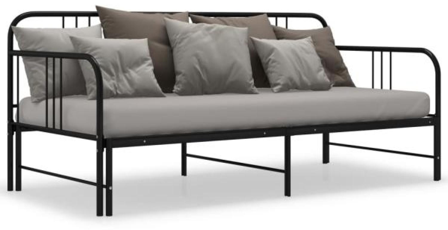 vidaXL Ausziehsofa Bettgestell 90x200 cm Schwarz Metall Bild 1