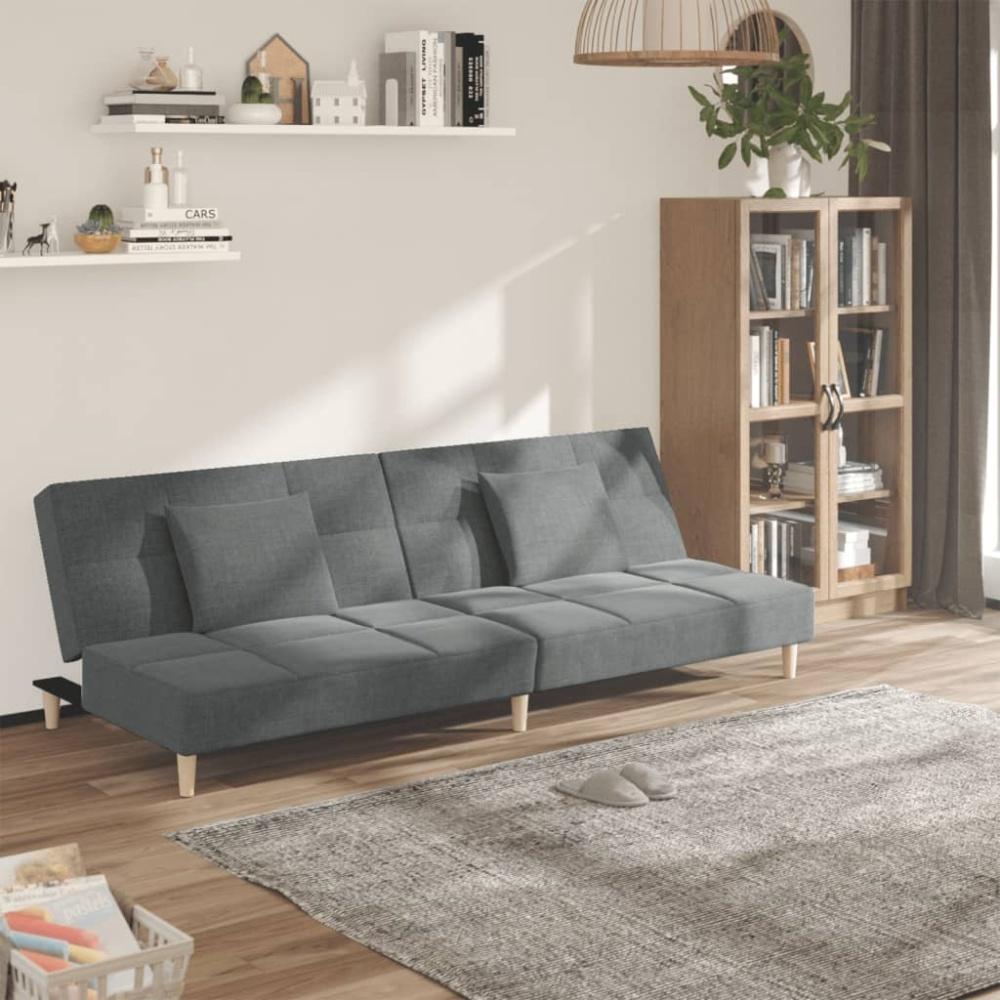 vidaXL Schlafsofa 2-Sitzer mit 2 Kissen Dunkelgrau Stoff 375793 Bild 1