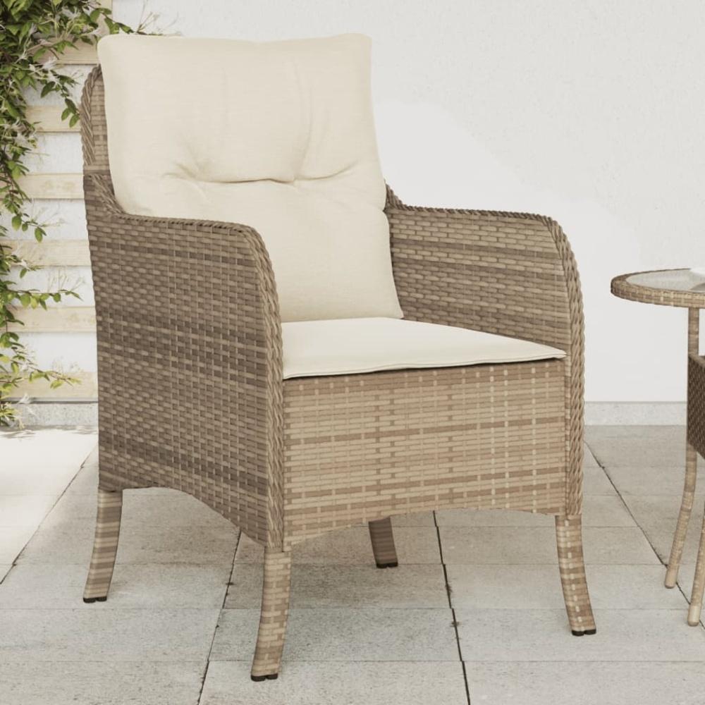 vidaXL Gartenstühle mit Kissen 2 Stk. Beige Poly Rattan 365148 Bild 1