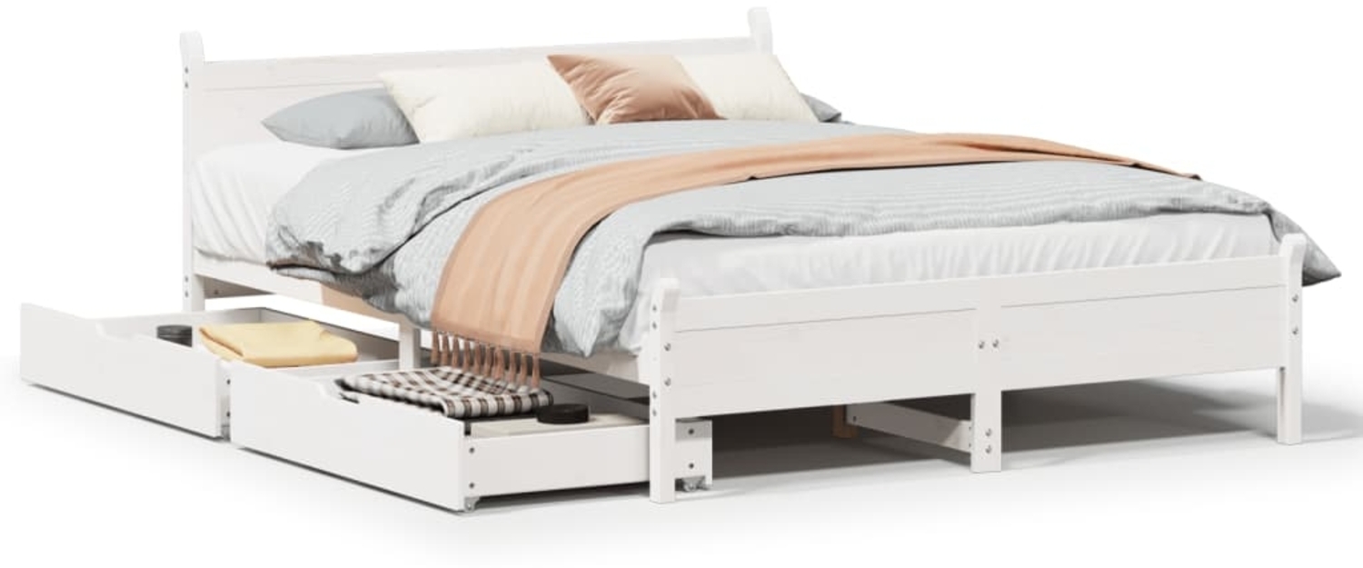vidaXL Massivholzbett ohne Matratze Weiß 120x190 cm Kiefernholz 3309789 Bild 1