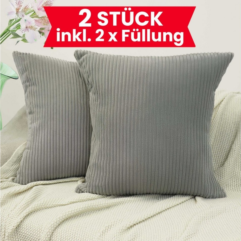 Amilian Dekokissen mit Füllung und Kissenbezug - 2er Set - Kissen, Zierkissen, Sofakissen, (2 Stück), Kopfkissen, Kuschelkissen, Couchkissen mit Kissenfüllung Bild 1