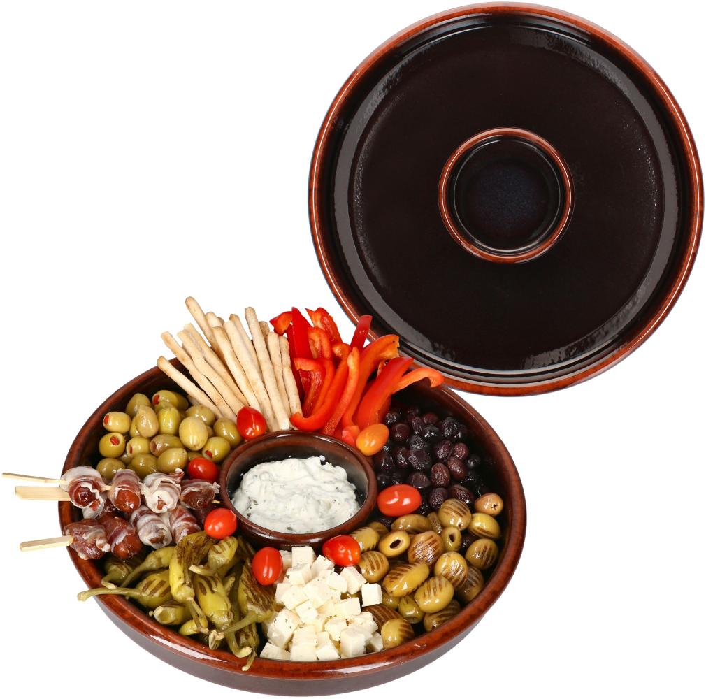 2x Juego Tapas Schale Ø33,5cm Ton Cazuela groß Dipschälchen Antipasti Fingerfood Bild 1