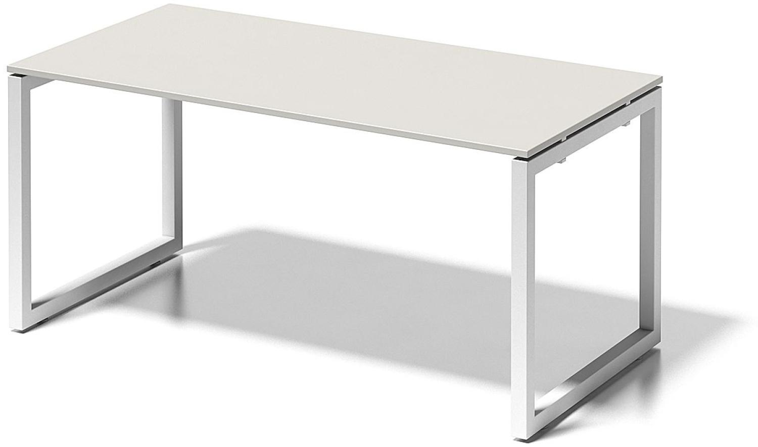 Cito Schreibtisch, 740 mm höhenfixes O-Gestell, H 19 x B 1600 x T 800 mm, Dekor grauweiß, Gestell verkehrsweiß Bild 1