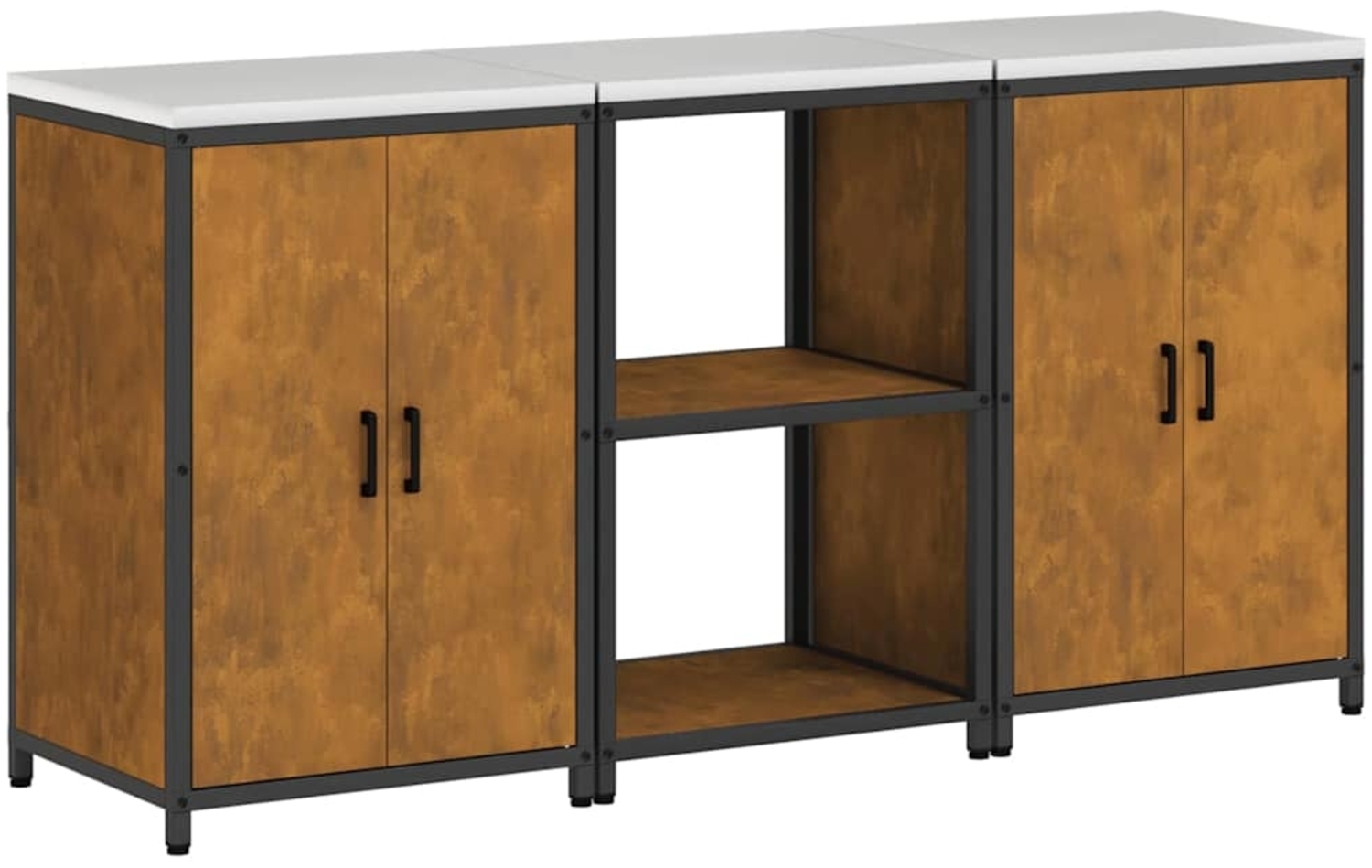 vidaXL Aufbewahrungsset für die Küche mit Regal 3 pcs Rostig Stahl 3392700 Bild 1