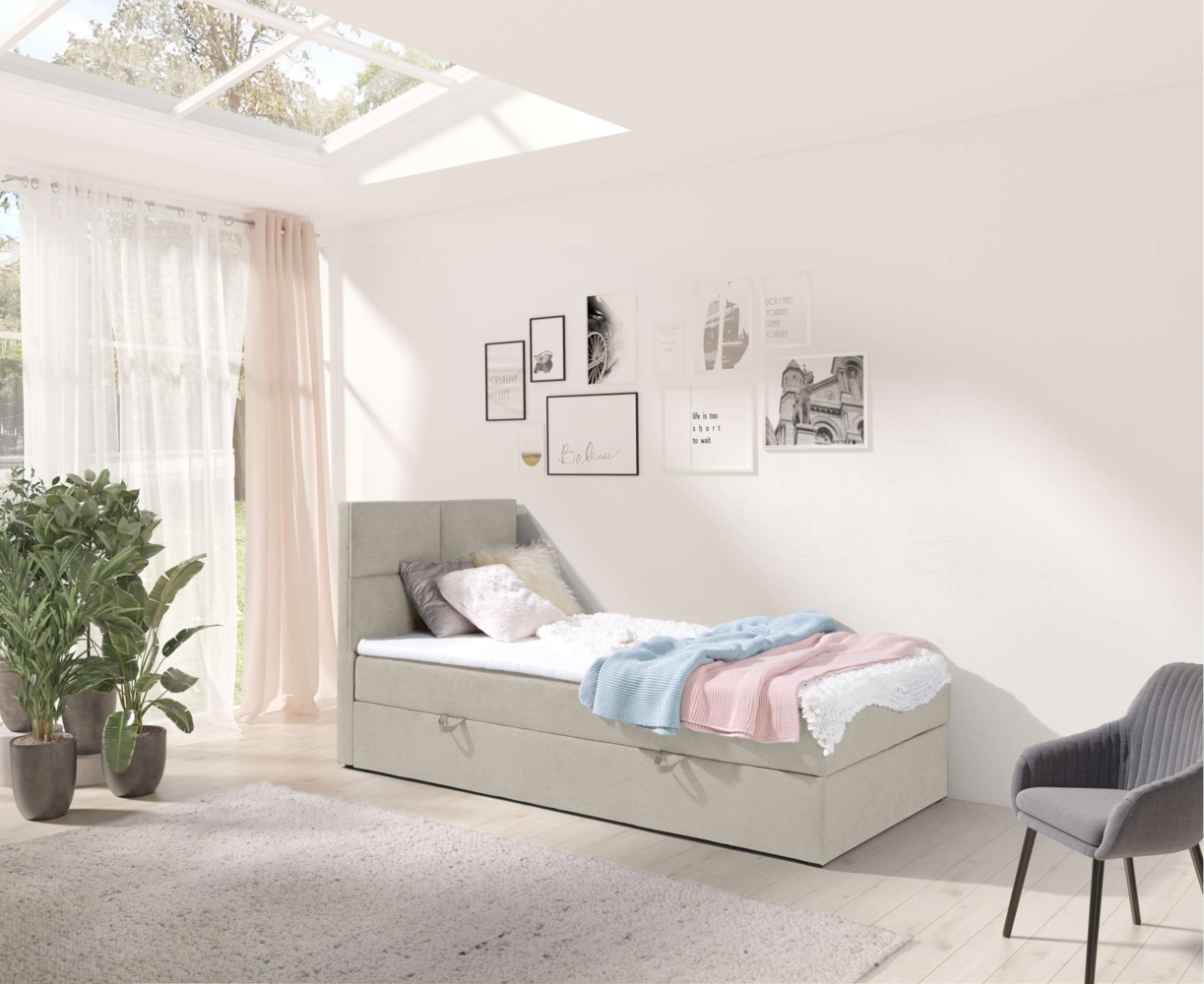 99rooms Larni Boxspringbett Strukturstoff INARI Beige 70x200 cm Bild 1