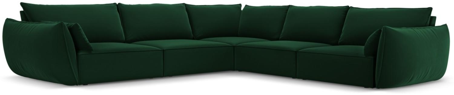 Micadoni 7-Sitzer Samtstoff Symmetrisches Ecksofa Kaelle | Bezug Bottle Green | Beinfarbe Black Plastic Bild 1