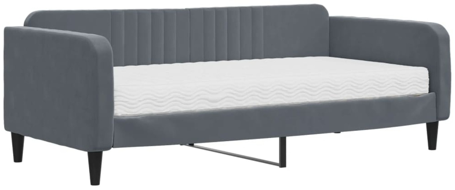 vidaXL Tagesbett mit Matratze Dunkelgrau 90x190 cm Samt 3197053 Bild 1