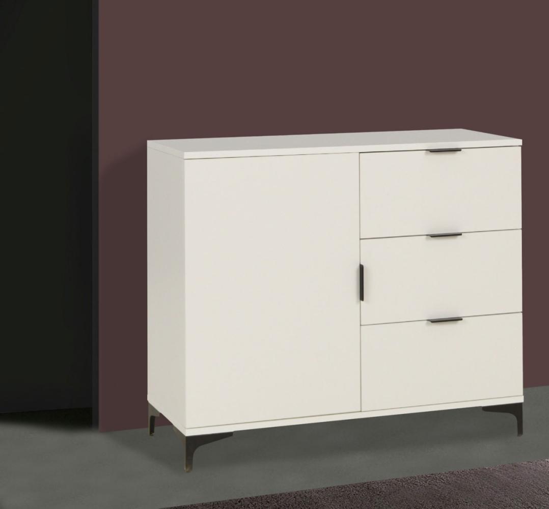 Kommode Lenea Sideboard 100cm weiß 1-türig mit Schubladen Bild 1