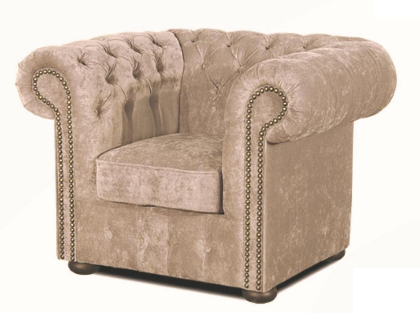 Casa Padrino Luxus Chesterfield Sessel Grau 110 x 90 x H. 78 cm - Luxus Qualität Bild 1