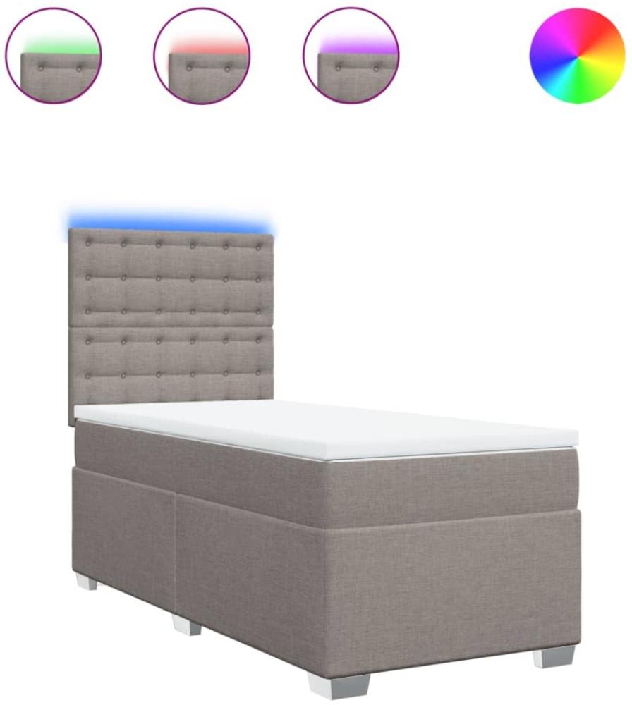 vidaXL Boxspringbett mit Matratze Taupe 100x200 cm Stoff 3292717 Bild 1
