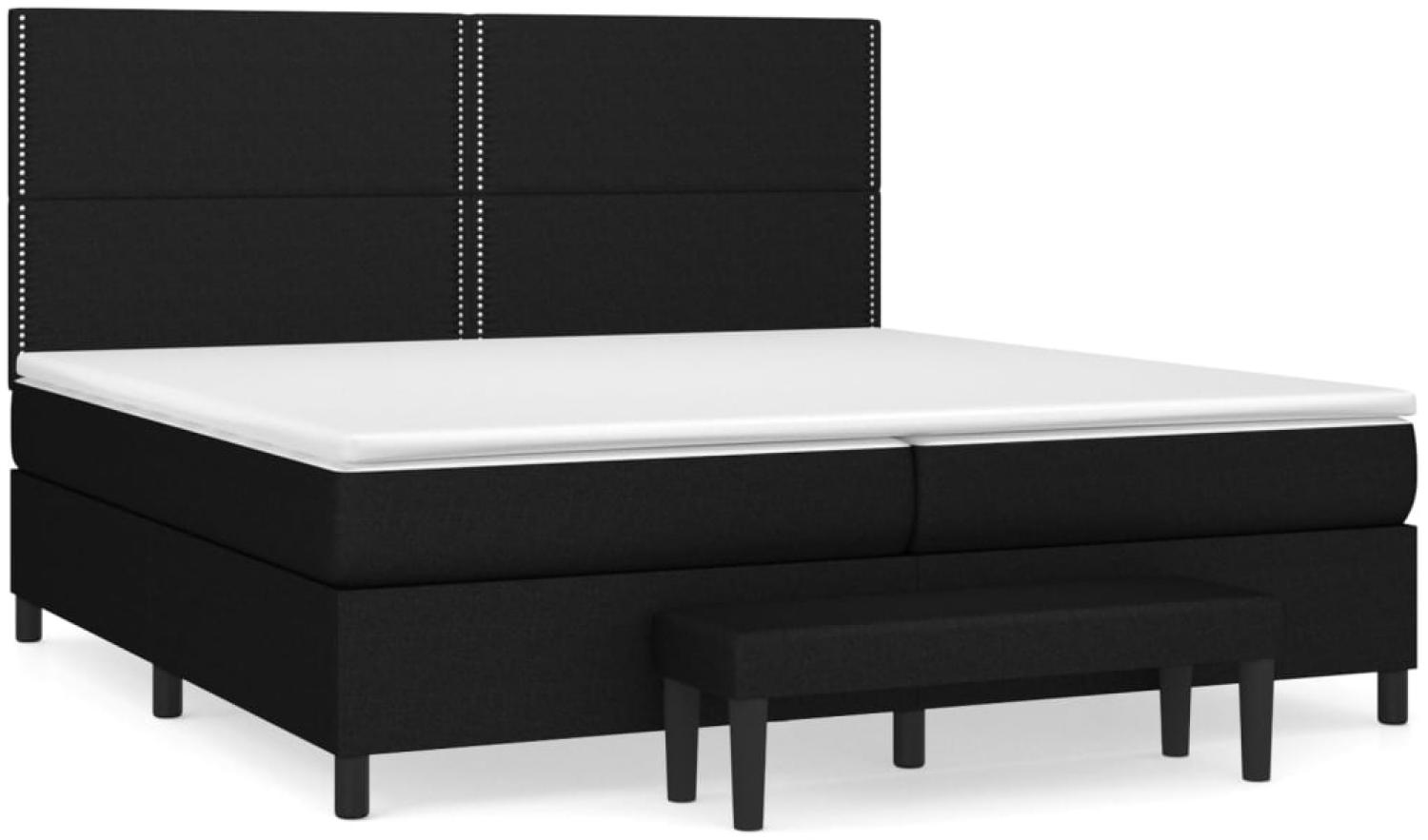 vidaXL Boxspringbett mit Matratze Stoff Schwarz 200x200 cm Bild 1