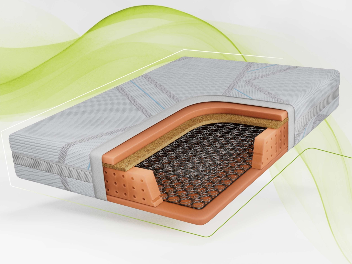 Bonellfederkernmatratze mit Kokos, Komfortschaum & gleichmäßiger Druckverteilung – robust & atmungsaktiv – Härtegrad H3/H4 – 90 x 200 cm – NOVA – APRI Bild 1