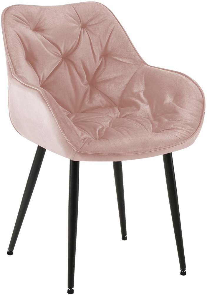 DELUKE® Esszimmerstuhl VIVI - Pink Samt, Metall 83 x 58 x 62 cm Strapazierfähiger & pflegeleichter Bezug Esszimmerstühle Stuhl Esszimmer Küchenstühle Wohnzimmerstühle Bild 1