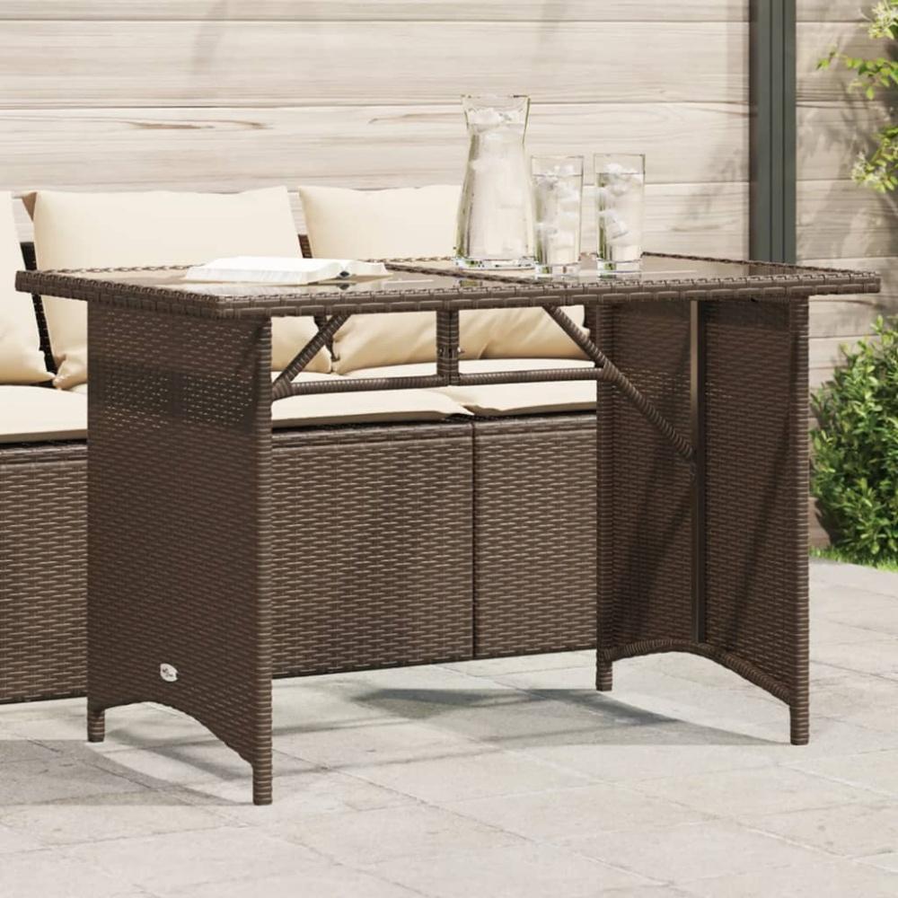 vidaXL Gartentisch mit Glasplatte Braun 110 x 68 x 70 cm Poly Rattan 366351 Bild 1