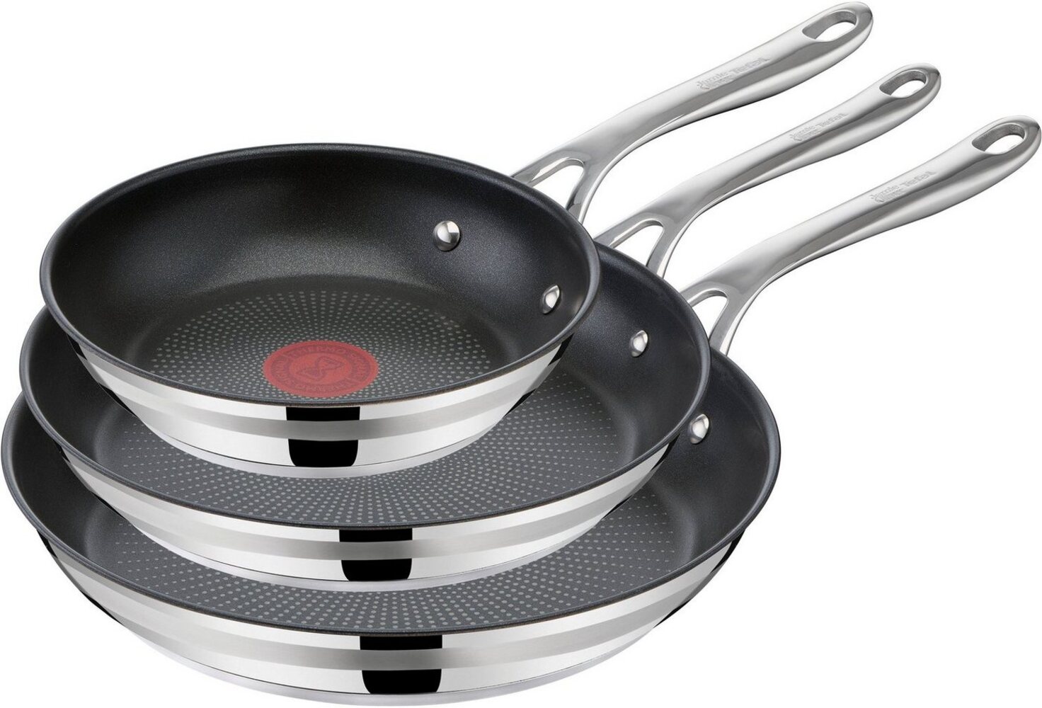 Tefal Pfannen-Set Jamie Oliver Cook Smart, Edelstahl (Set, 3-tlg, Pfannen 20/24/28 cm), Antihaftversiegelung, Induktion, Thermo-Signal, spülmaschinenfest Bild 1