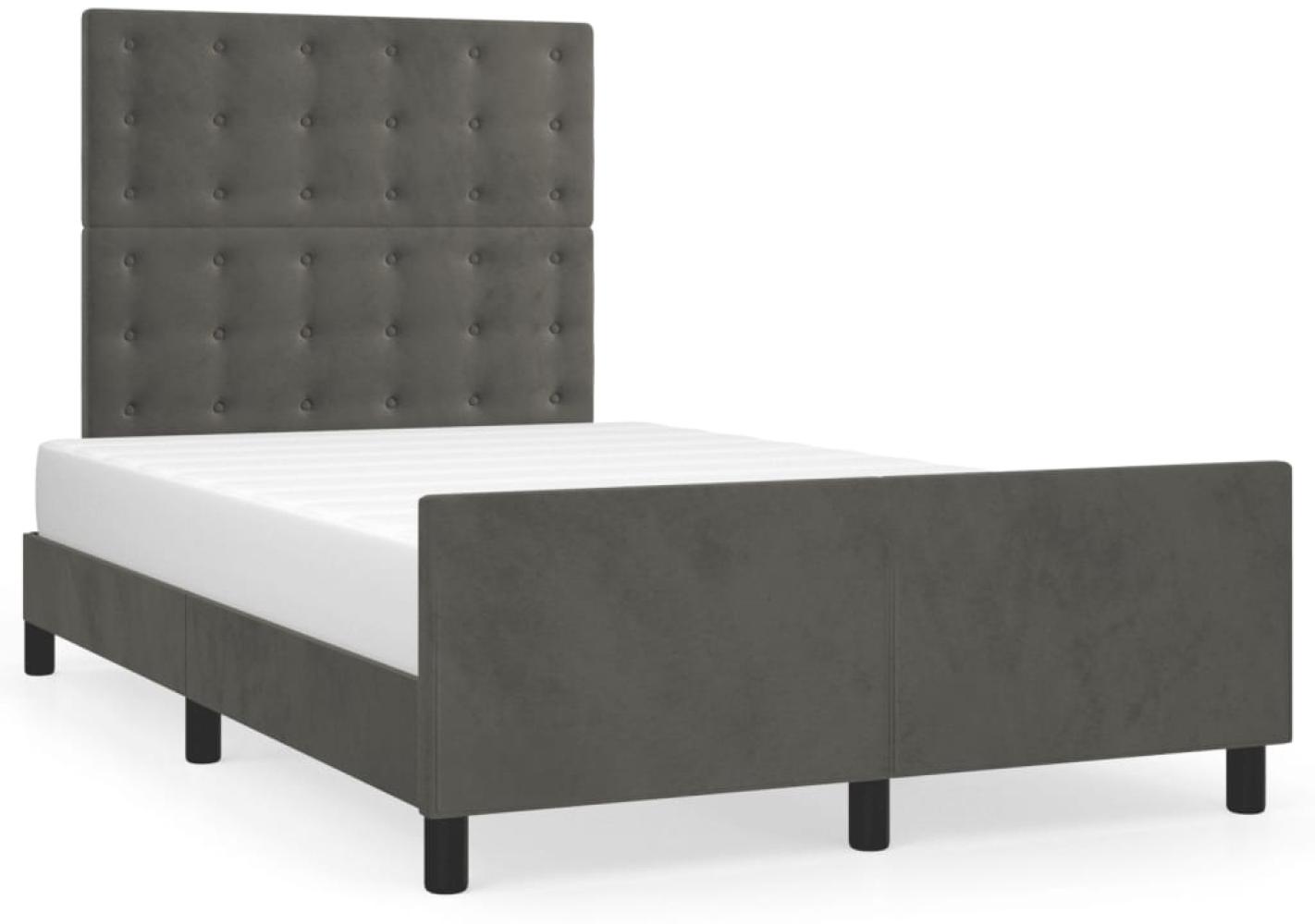 vidaXL Bettgestell mit Kopfteil Samt Dunkelgrau 120x200 cm, Härtegrad: H2 [3125990] Bild 1