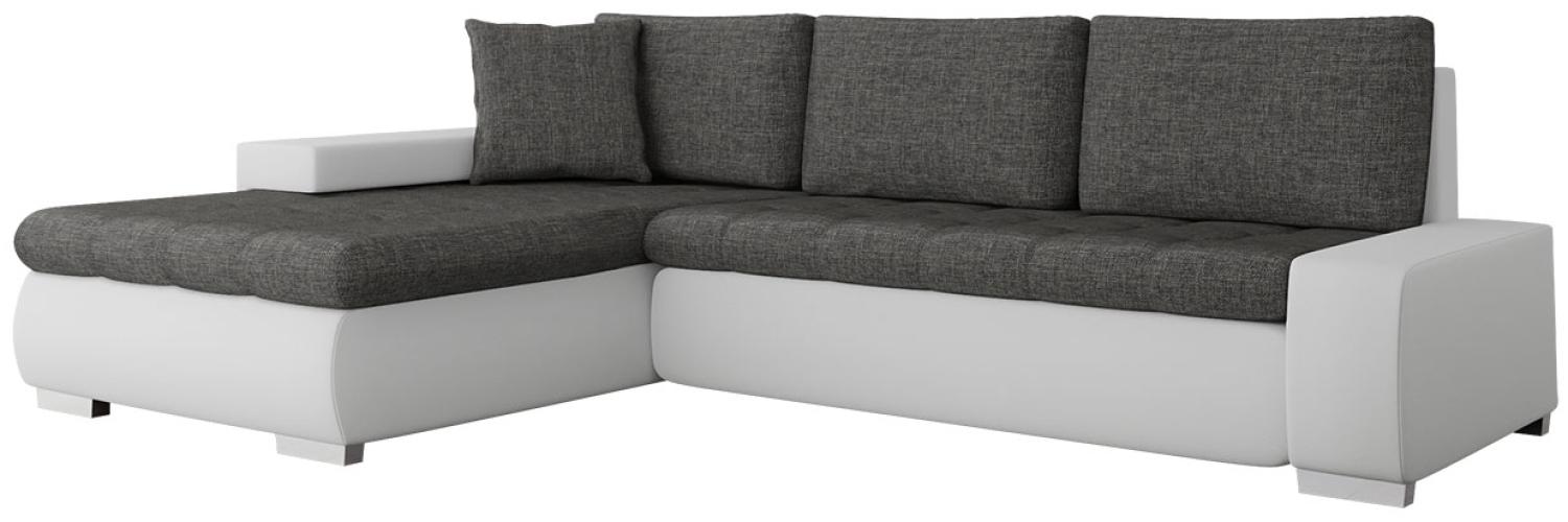 Mirjan24 Ecksofa Orkan Mini mit Bettkasten und Schlaffunktion, kunstleder Soft 017 + Lux 06, weiß/grau Bild 1