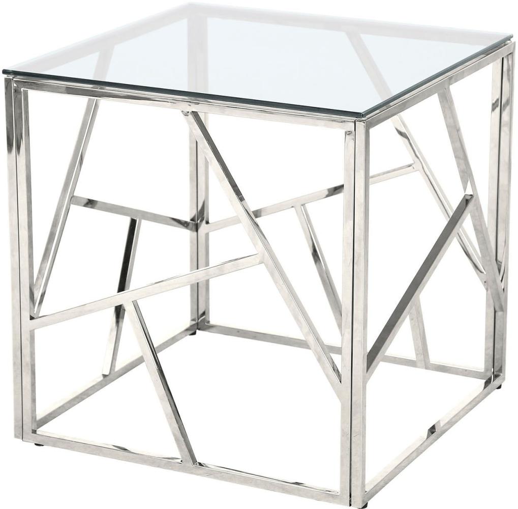 Beistelltisch in Silber aus Metall, Glas - 55 x 55 x 55 cm Bild 1