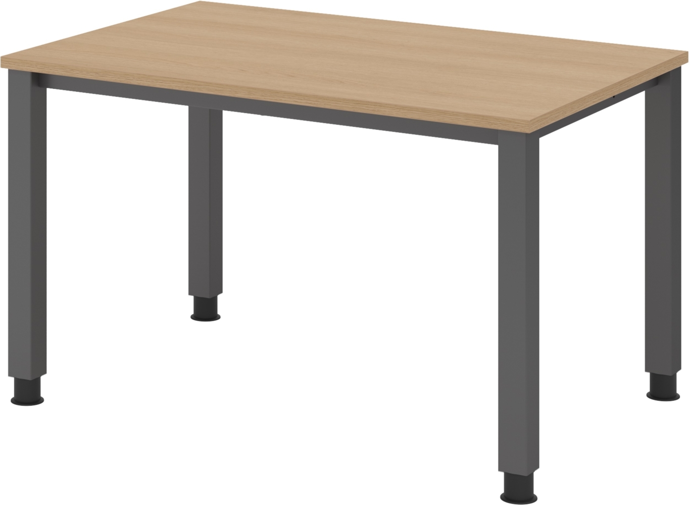 bümö manuell höhenverstellbarer Schreibtisch 120x80 cm in Eiche, Metall-Gestell: Graphit - PC Tisch höhenverstellbar & belastbar bis 140 kg, Büro- und Computertisch klein, QS-12-E-G Bild 1