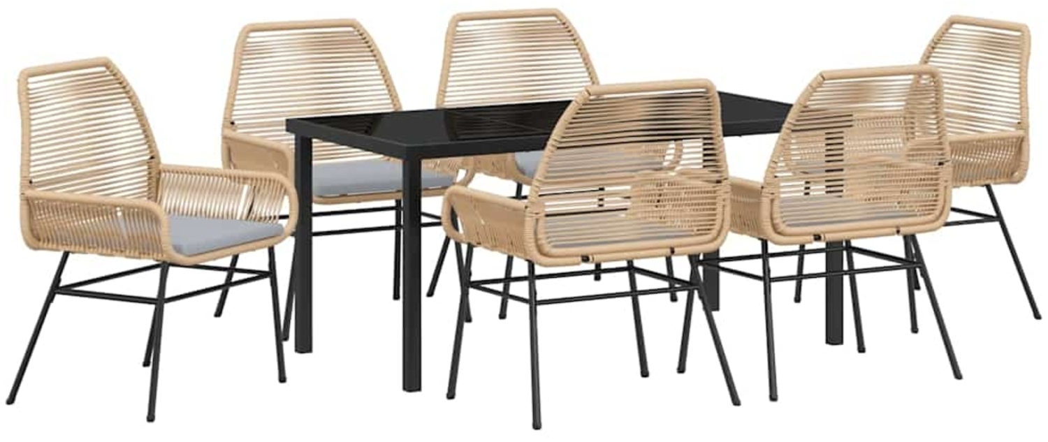 vidaXL Garten Essgruppe 7 pcs Braun Poly-Rattan 3380880 Bild 1