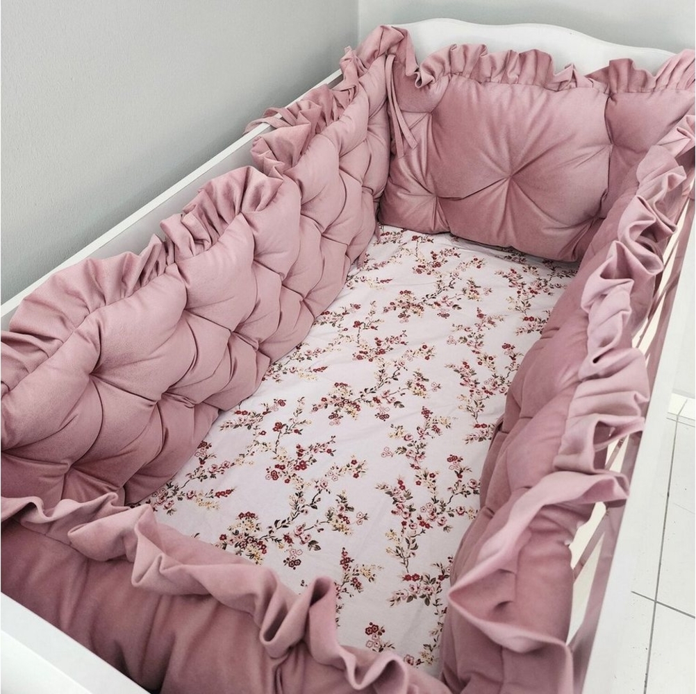 Baby Fancyroom Bettnestchen Samt Bettumrandung Nestchen Volant Kantenschutz Babybett Gitterbett, (weicher Samtstoff, hochwertig, Bettwäsche oder Bettumrandung), Mit Liebe handgefertigt, Premium Samt, Babynestchen, Babynest Bild 1