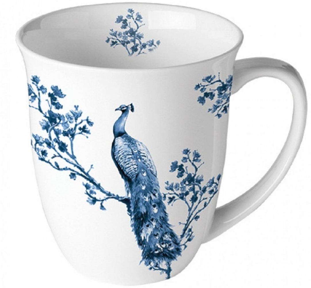 Ambiente Luxury Paper Products Becher Bauernhof Sommer Blumen, Planzen, Tiere Mug Kollektion, Porzellan Becher 0,4 l Königlicher Pfau, Frühling Kollektion / Ostern Tasse Motiv - Geschenkartikel Bild 1