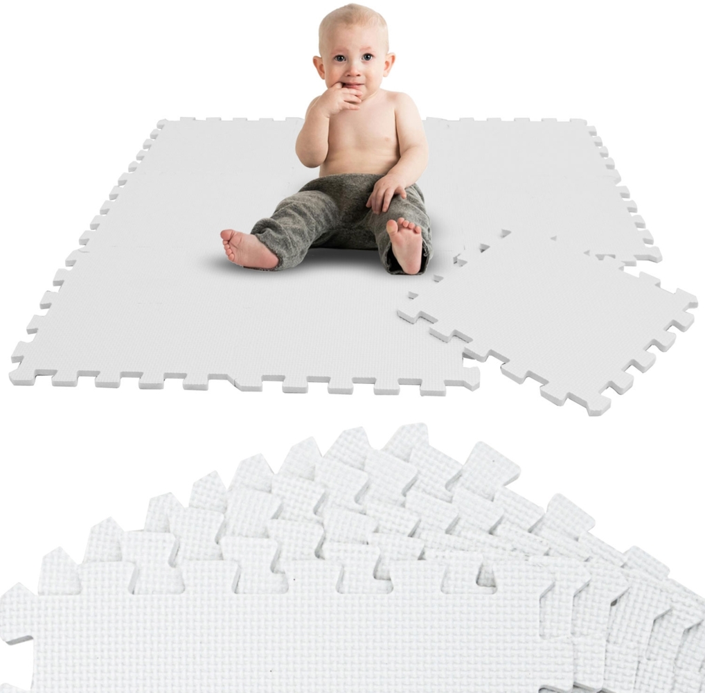 9 Teile Spielmatte Baby Puzzlematte - 30x30 Spielteppich Weiß Bild 1