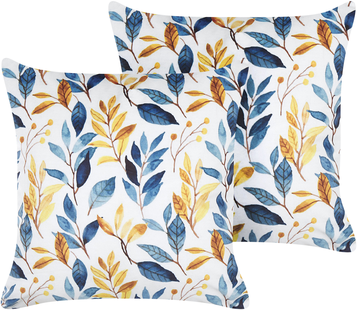 Kissen 2er Set Pflanzenmuster CATTLEYA Samtstoff 45 x 45 cm Bunt Bild 1