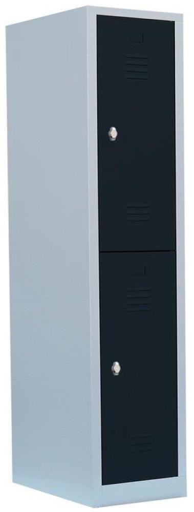 Steelboxx Komfort Spind Garderobenschrank 2 Fächer Schrank Doppelspind doppelstöckig 180 x 41,5 x 50 cm Lichtgrau/Anthrazit 523218 Abteilbreite ca. 400 mm Bild 1