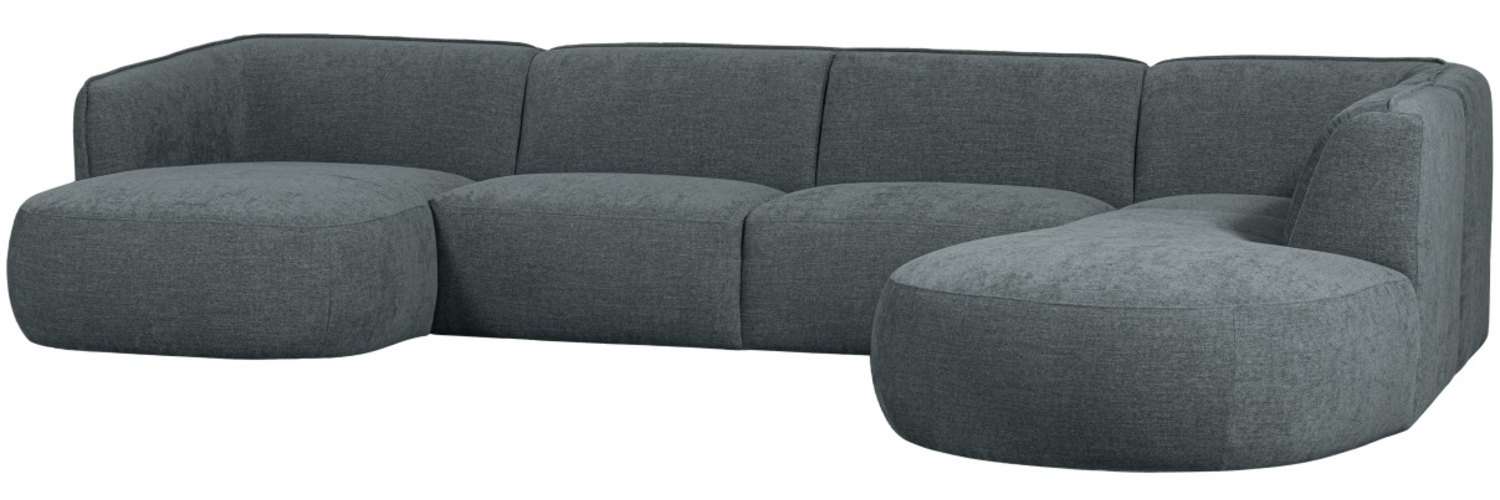 Sofa Polly U-Form aus Webstoff Rechts, Blau Bild 1