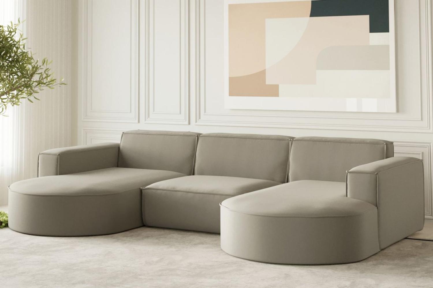 Wohnlandschaft U-Form Sofa PALMA in Stoff Opera Velvet Pearl Bild 1