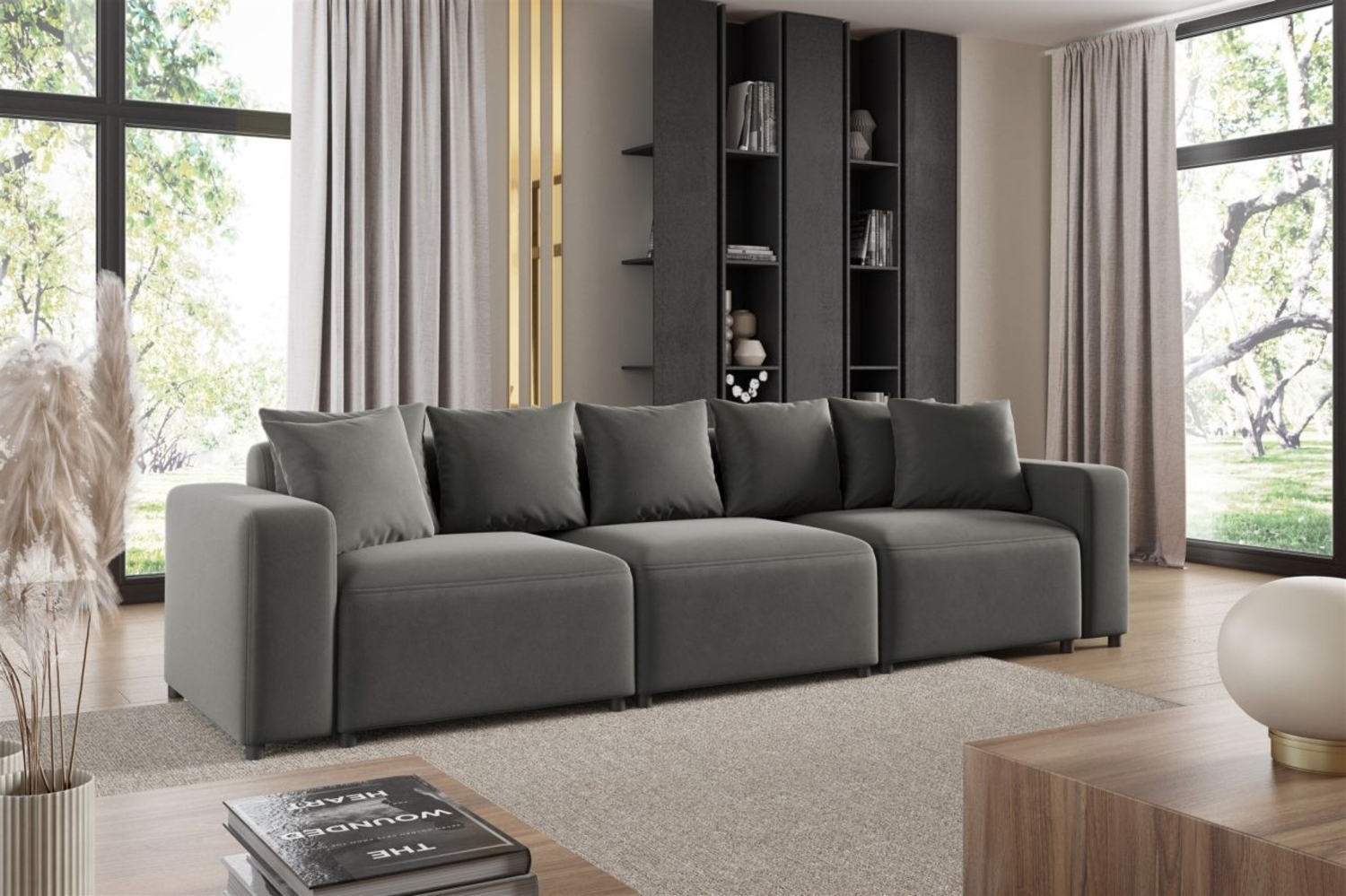 Sofa Designersofa Bigsofa MEGAN 3-Sitzer in Stoff Salvador Grau Bild 1