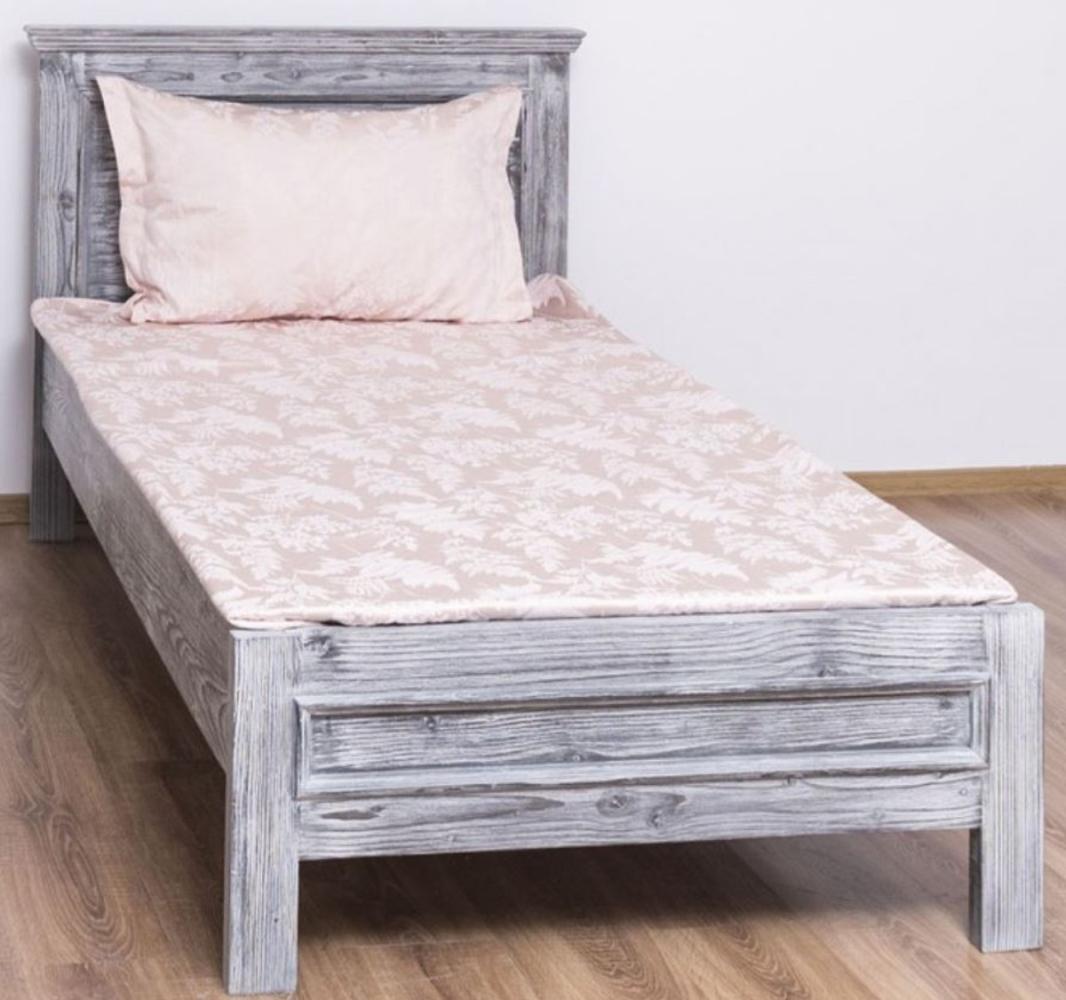 Casa Padrino Landhausstil Massivholz Bett Antik Grau 90 x 200 x H. 93 cm - Massivholz Einzelbett - Landhausstil Schlafzimmer Möbel Bild 1