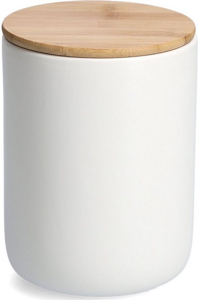 Vorratsdose mit Bambusdeckel, weiß - Ø 13 x 17,7cm Bild 1