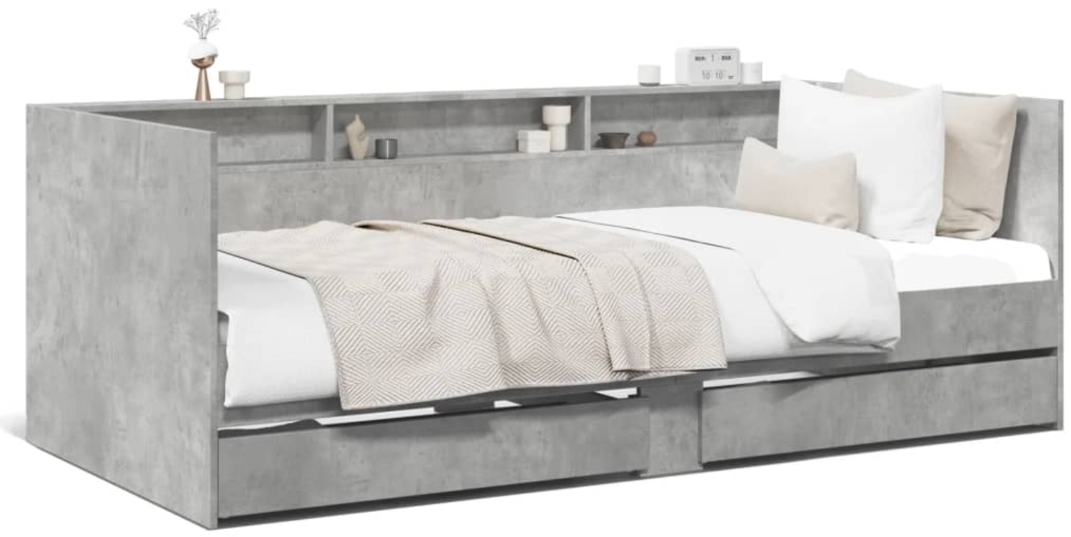 vidaXL Tagesbett mit Schubladen ohne Matratze Betongrau 100x200 cm 3280842 Bild 1