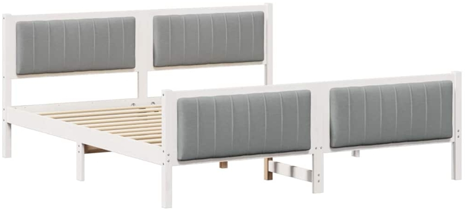 vidaXL Bettgestell Weiß und Hellgrau 180 x 200 cm Massivholz Kiefer 3394307 Bild 1