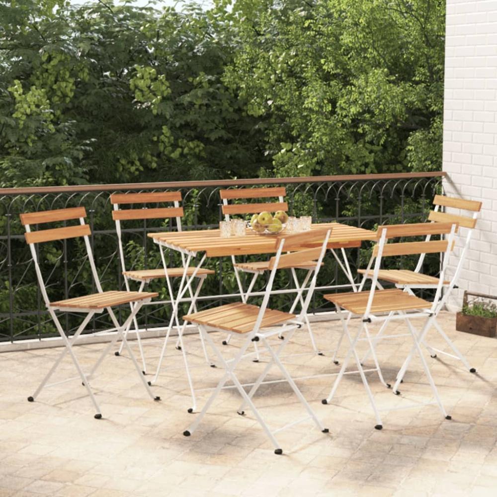 vidaXL 7-tlg. Bistro-Set Klappbar Massivholz Akazie und Stahl 3152101 Bild 1