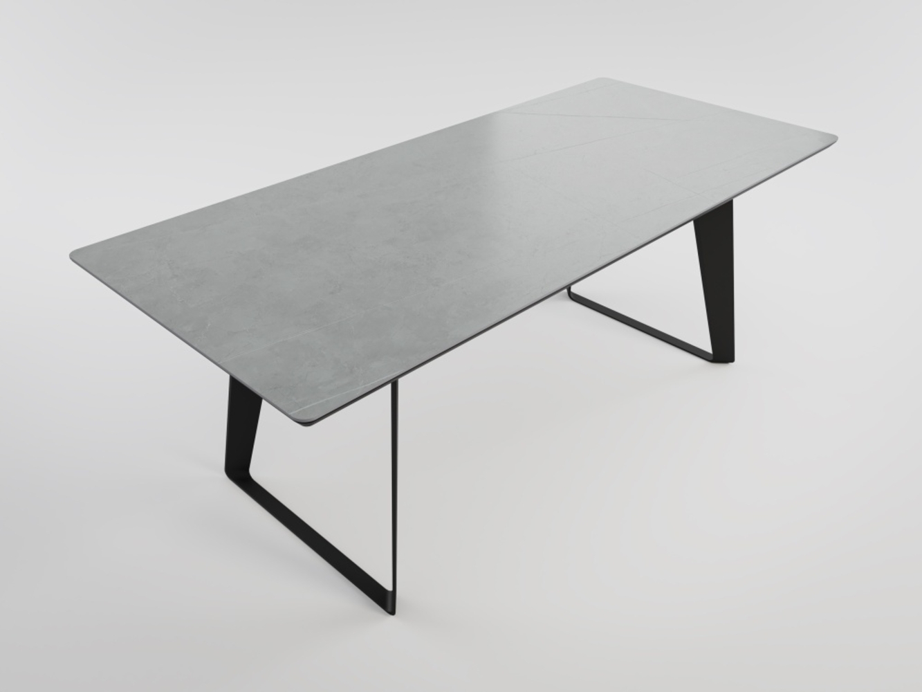 Esszimmertisch FLORINT 200x90cm graue Keramikplatte schwarze Design-Tischkufen : Grau Bild 1