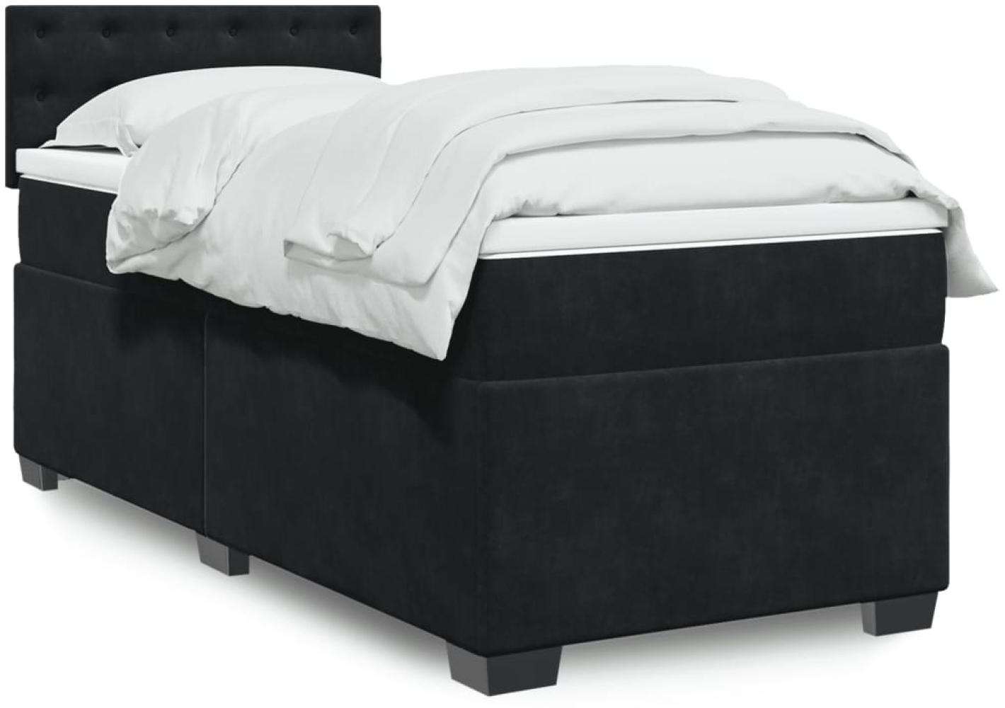 vidaXL Boxspringbett mit Matratze Schwarz 90x190 cm Samt 3288488 Bild 1