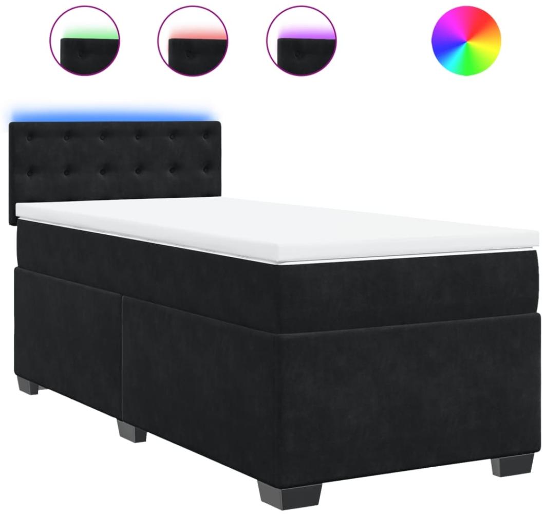 vidaXL Boxspringbett mit Matratze Schwarz 90x190 cm Samt 3288488 Bild 1