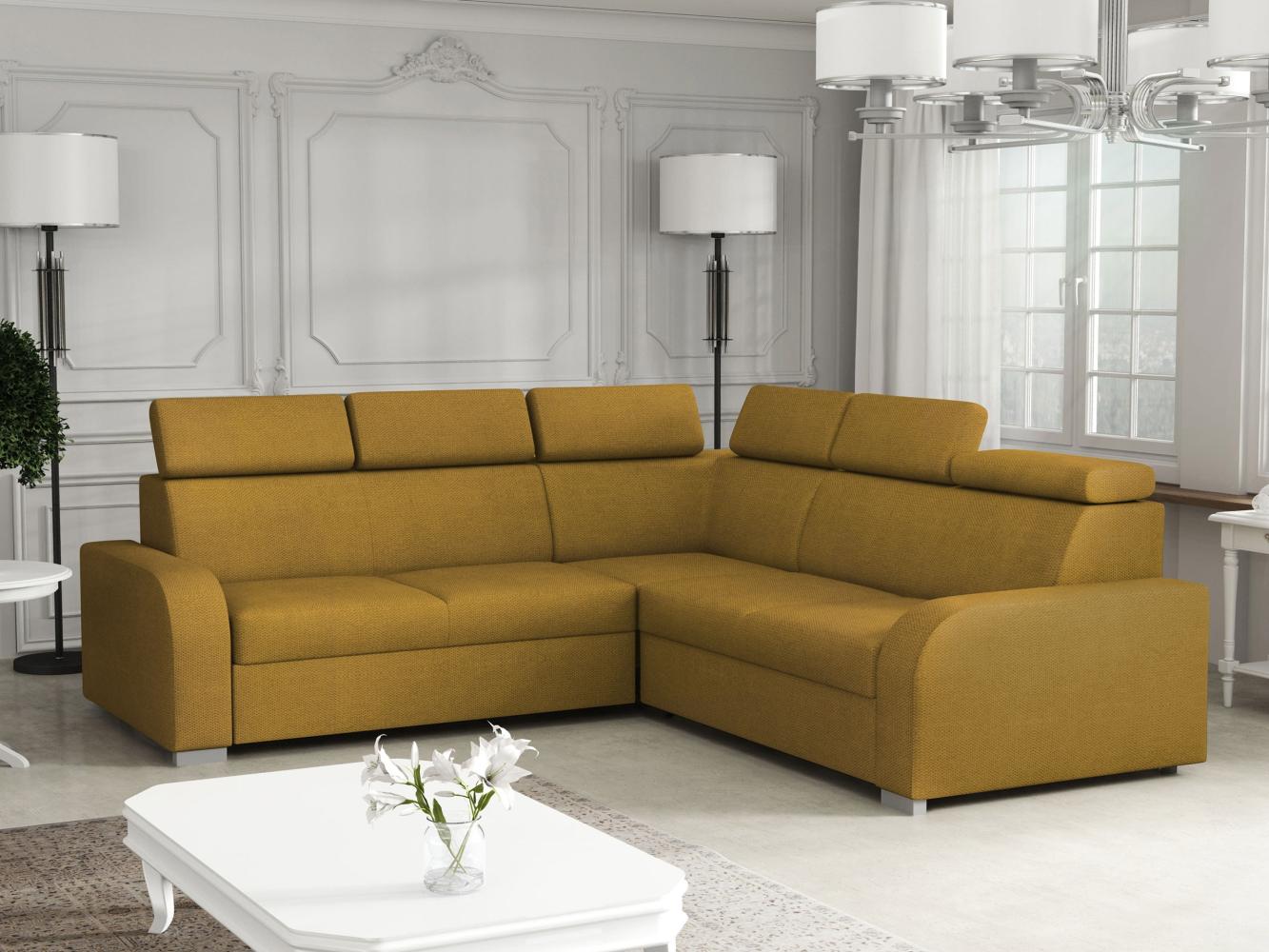 Ecksofa Apollo 2rR2p mit Schlaffunktion und Bettkasten, L-Form, Einstellbare Kopfstützen (Farbe: Crown 10) Bild 1